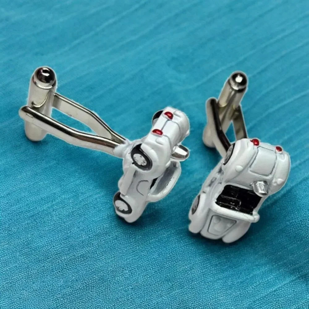 White Convertible Sport Car Cufflinks Tuxedo Formal Prom Office Tux Wedding Gift